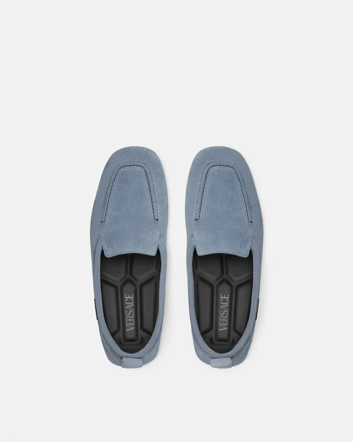 Villa Men Versace Villa Suede Driver Shoes Light Blue
