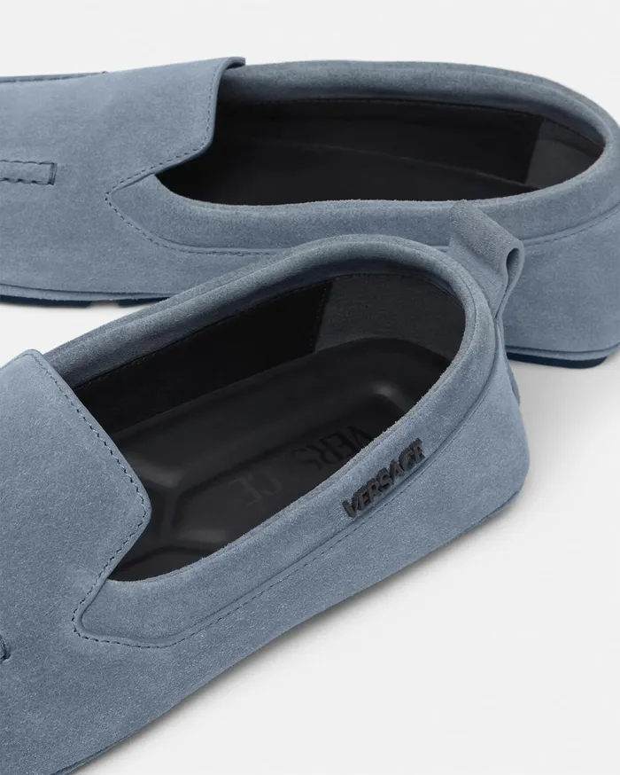 Villa Men Versace Villa Suede Driver Shoes Light Blue