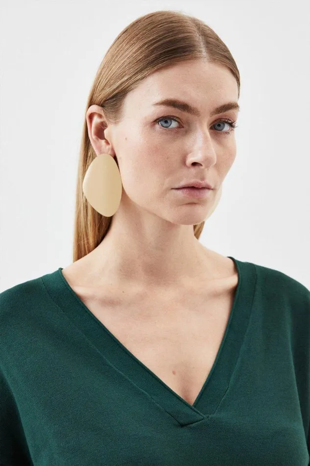 Viscose Blend V Neck Knit Jumper Forest Women Karen Millen Knitwear