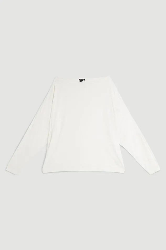 Viscose Lyocell Long Sleeve Top Ivory Women Karen Millen Tops