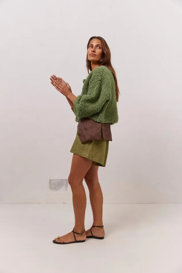 VRG GRL Cardigans Women Elsie Knit Cardigan Green VRG GRL Cardigans Women Elsie Knit Cardigan Green