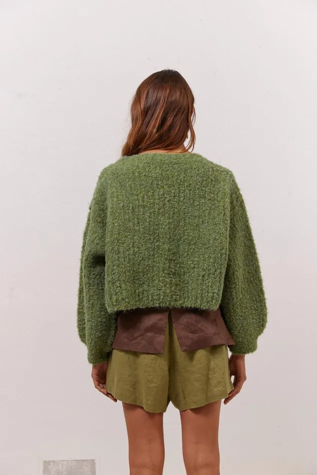 VRG GRL Cardigans Women Elsie Knit Cardigan Green VRG GRL Cardigans Women Elsie Knit Cardigan Green