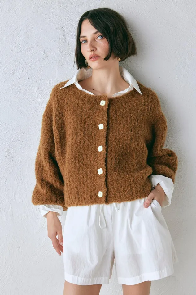VRG GRL JumpersSweaters Women Elsie Knit Cardigan Copper