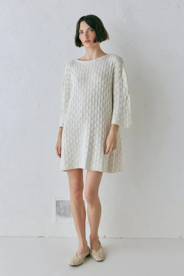VRG GRL Long Sleeve Women Pia Knit Tunic Cream