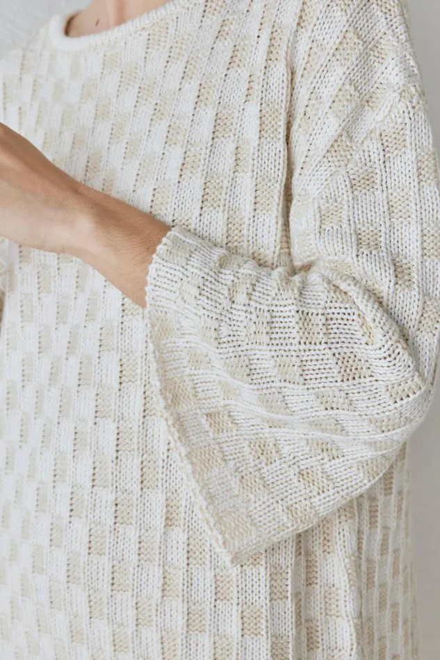 VRG GRL Long Sleeve Women Pia Knit Tunic Cream