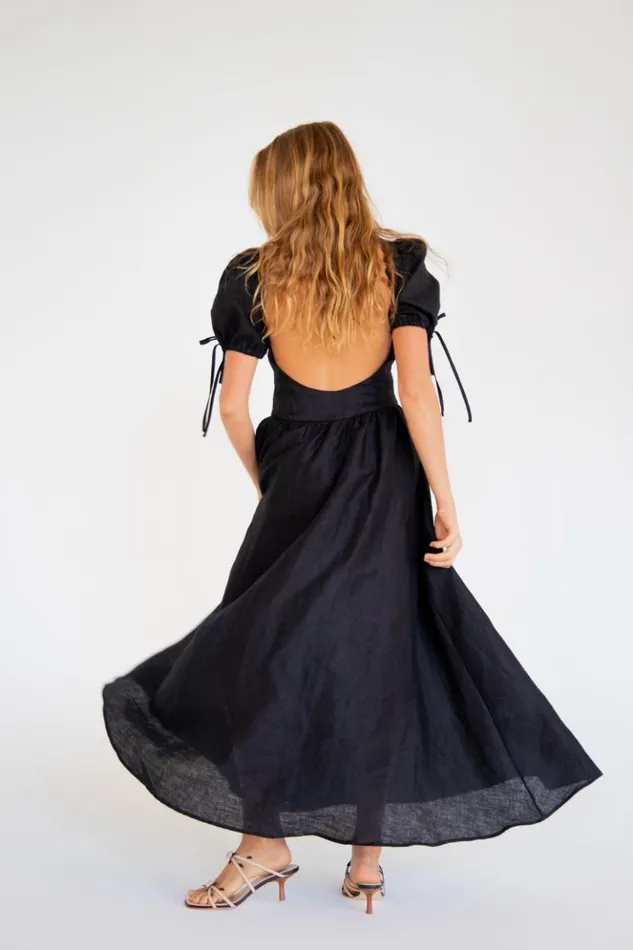 VRG GRL MidiMaxi Dresses Women Paradiso Linen Midi Dress Black VRG GRL MidiMaxi Dresses Women Paradiso Linen Midi Dress Black
