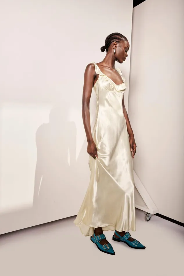 VRG GRL MidiMaxi Dresses Women Rosalia Satin Bias Cut Maxi Dress Butter VRG GRL MidiMaxi Dresses Women Rosalia Satin Bias Cut Maxi Dress Butter