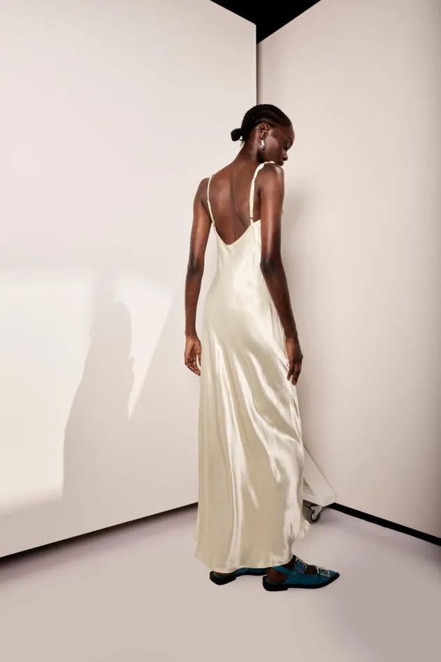 VRG GRL MidiMaxi Dresses Women Rosalia Satin Bias Cut Maxi Dress Butter VRG GRL MidiMaxi Dresses Women Rosalia Satin Bias Cut Maxi Dress Butter