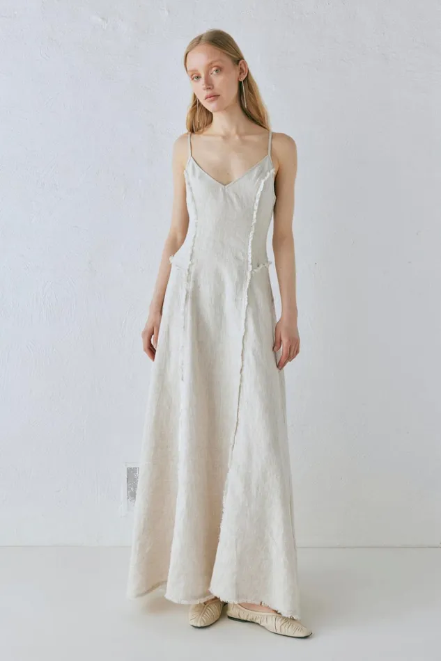 VRG GRL MidiMaxi Dresses Women Thea Linen Maxi Dress Natural