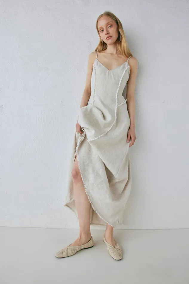 VRG GRL MidiMaxi Dresses Women Thea Linen Maxi Dress Natural