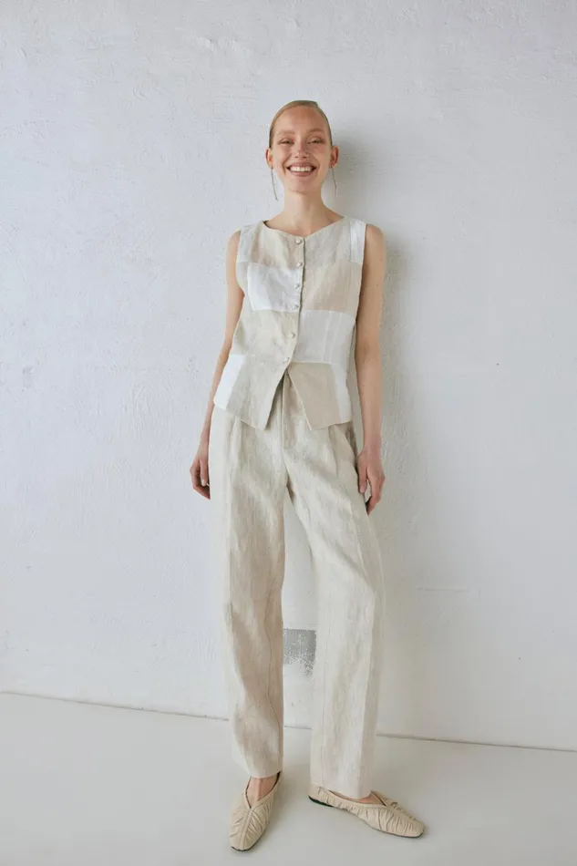 VRG GRL Pants Women Goldie Linen Pants Oatmeal