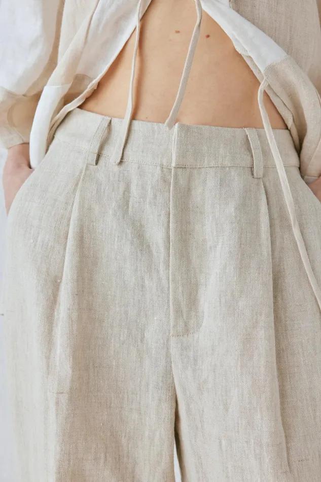 VRG GRL Pants Women Goldie Linen Pants Oatmeal VRG GRL Pants Women Goldie Linen Pants Oatmeal