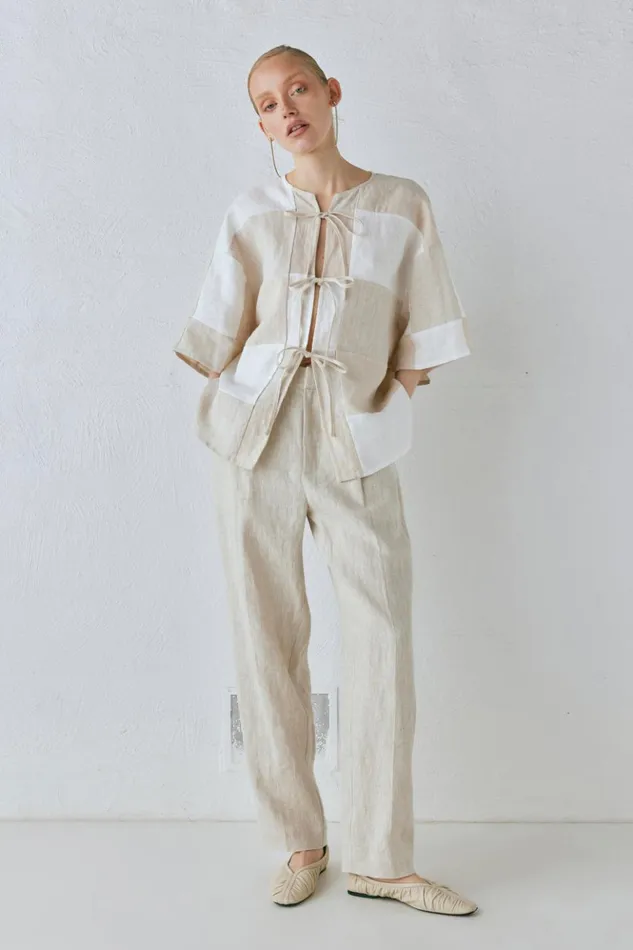 VRG GRL Pants Women Goldie Linen Pants Oatmeal VRG GRL Pants Women Goldie Linen Pants Oatmeal