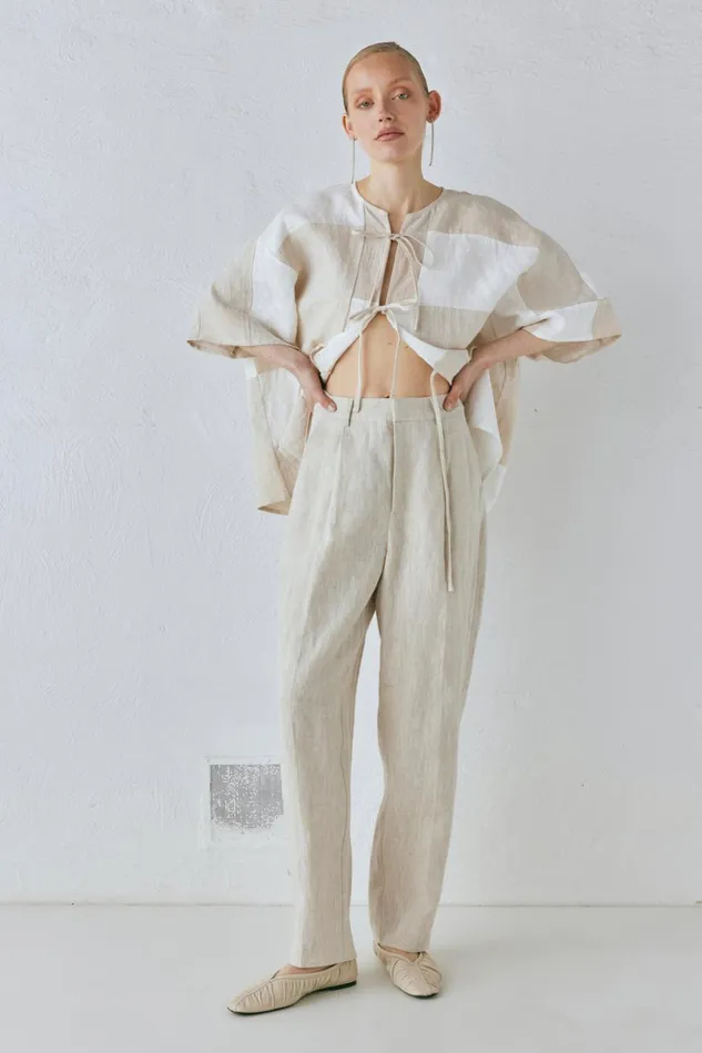 VRG GRL Pants Women Goldie Linen Pants Oatmeal VRG GRL Pants Women Goldie Linen Pants Oatmeal