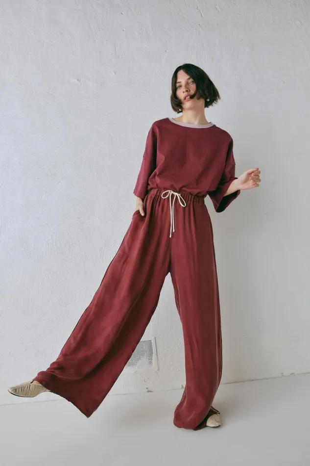 VRG GRL Pants Women Moonscapes Pants Wine