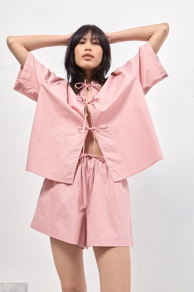 VRG GRL Shirts Women Naomi Smock Top Rose