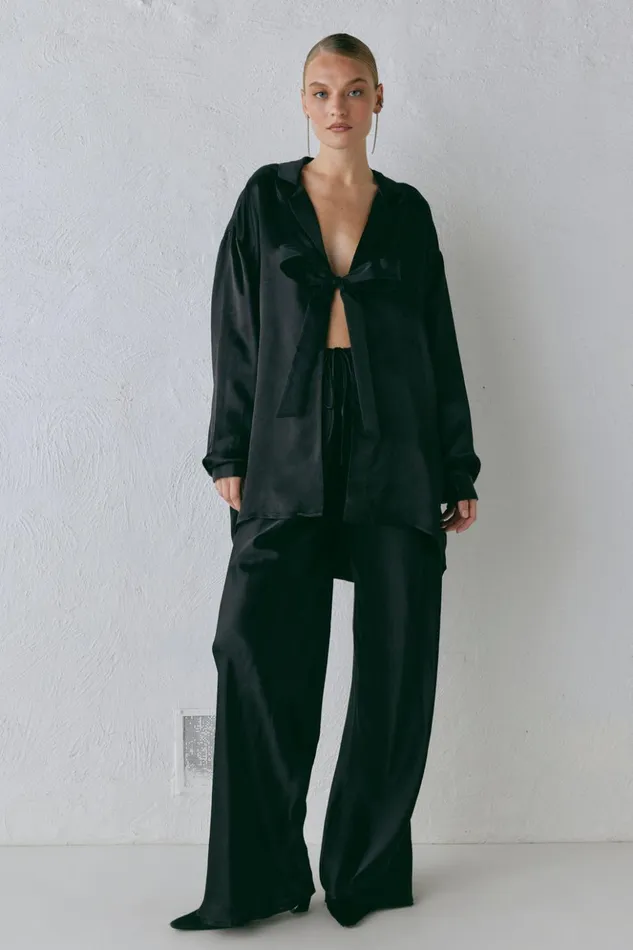 VRG GRL Shirts Women Rae Satin Top Black VRG GRL Shirts Women Rae Satin Top Black