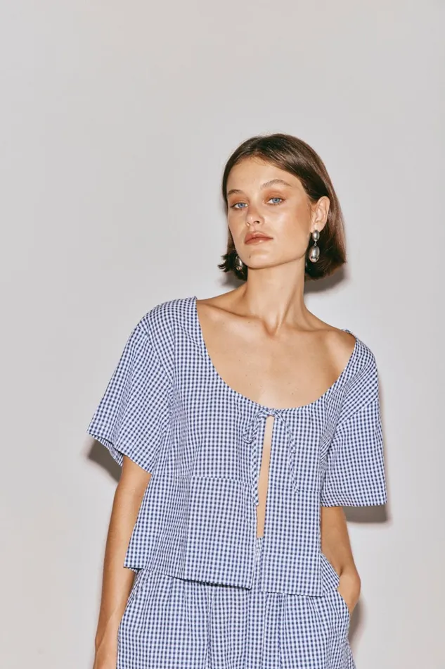 VRG GRL Short Sleeve Women The Sea and I Smock Top Navy
