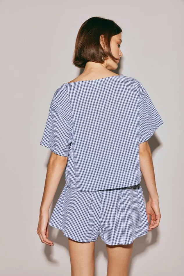 VRG GRL Short Sleeve Women The Sea and I Smock Top Navy VRG GRL Short Sleeve Women The Sea and I Smock Top Navy