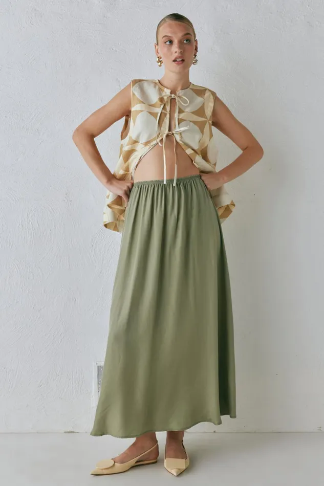 VRG GRL Skirts Women Solara Midi Skirt Sage