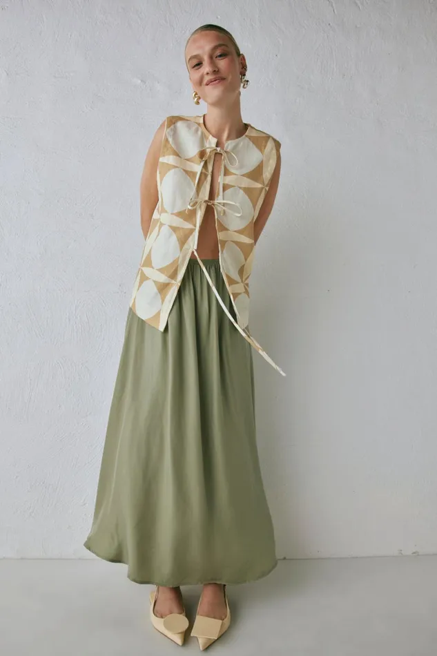 VRG GRL Skirts Women Solara Midi Skirt Sage