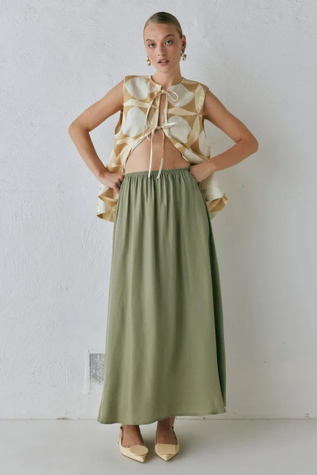 VRG GRL Skirts Women Solara Midi Skirt Sage