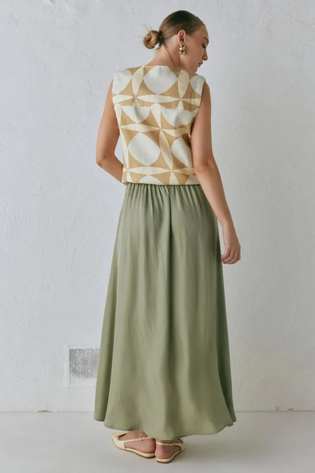 VRG GRL Skirts Women Solara Midi Skirt Sage