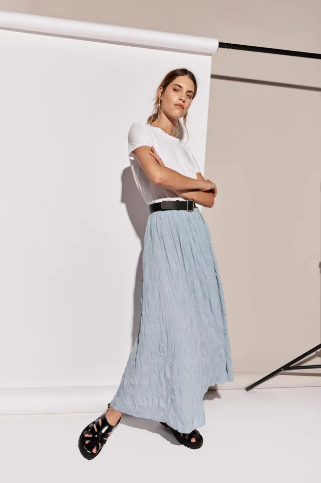 VRG GRL Skirts Women Solara Midi Skirt Sky
