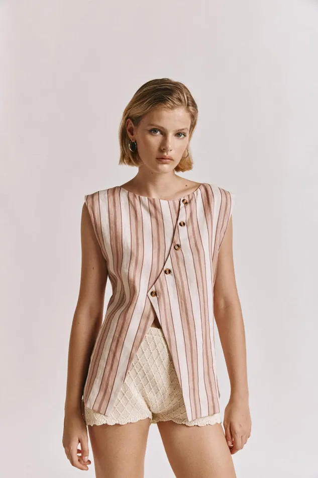 VRG GRL Sleeveless Women Aria Vest Pink Stripe