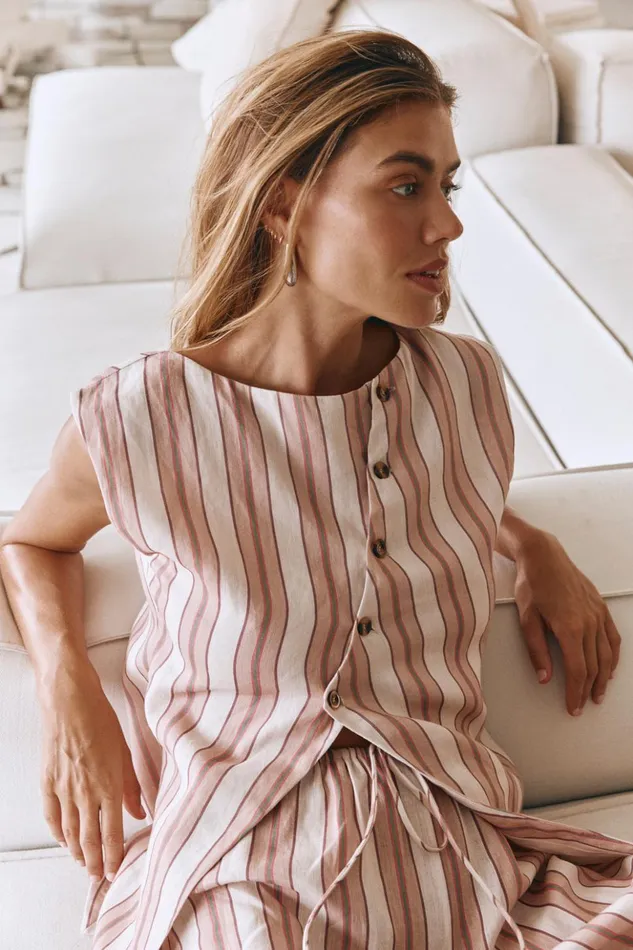 VRG GRL Sleeveless Women Aria Vest Pink Stripe