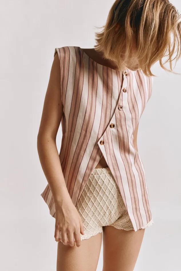 VRG GRL Sleeveless Women Aria Vest Pink Stripe