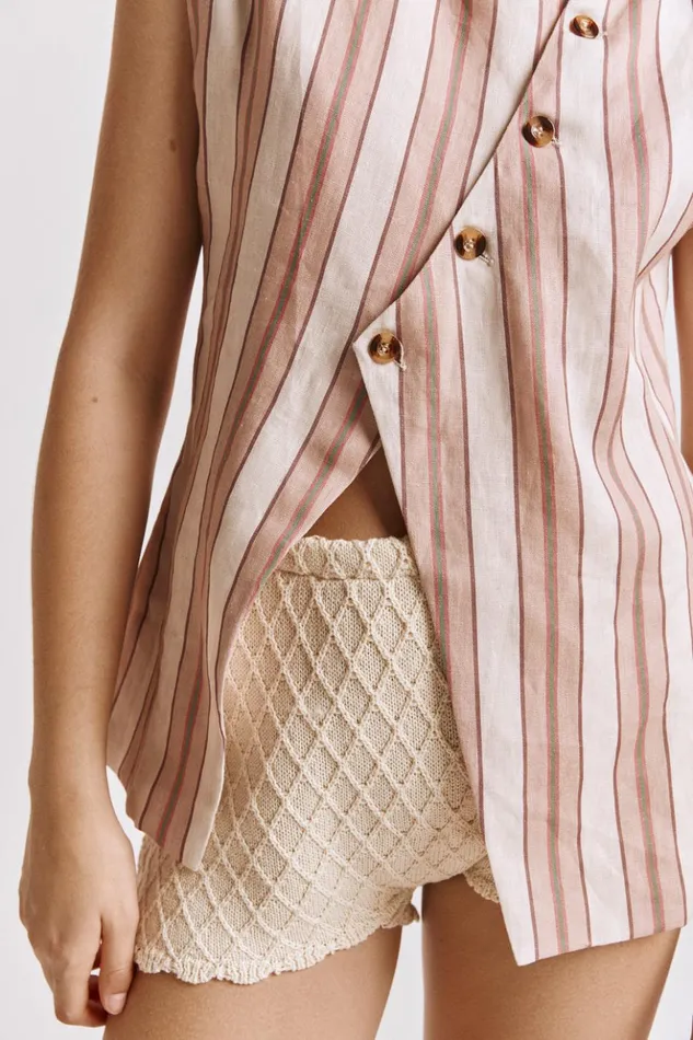VRG GRL Sleeveless Women Aria Vest Pink Stripe