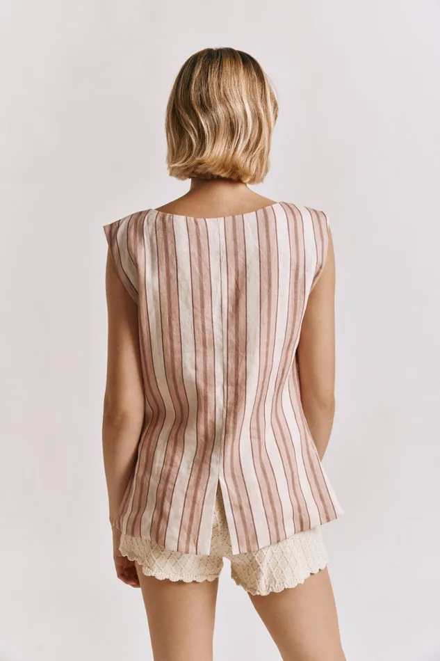 VRG GRL Sleeveless Women Aria Vest Pink Stripe