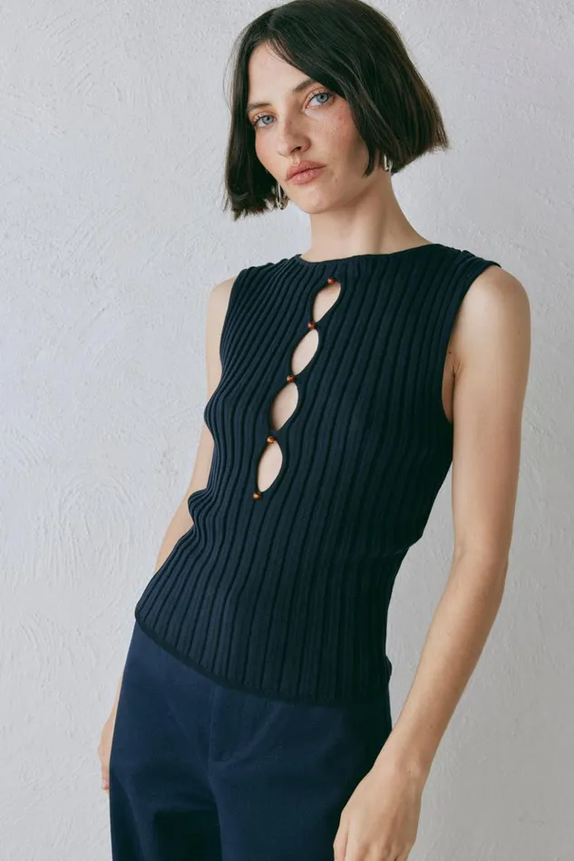 VRG GRL Sleeveless Women Billie Knit Top Navy
