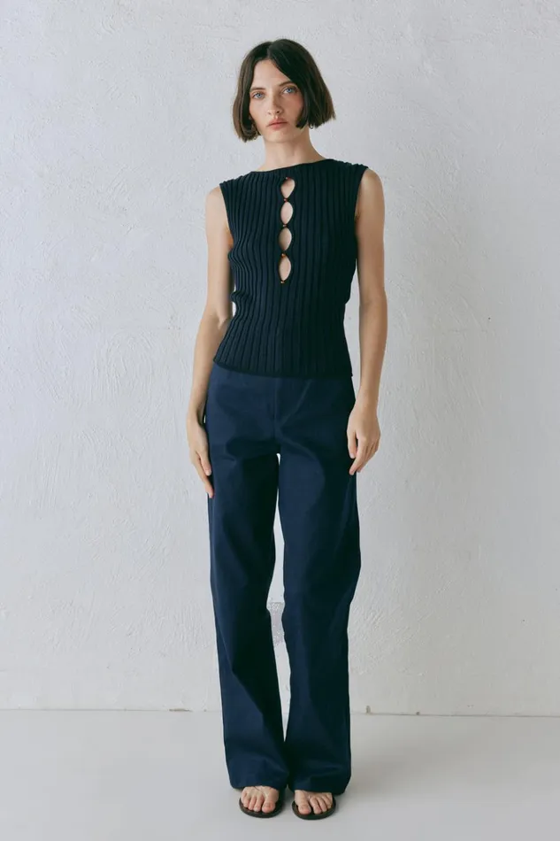 VRG GRL Sleeveless Women Billie Knit Top Navy