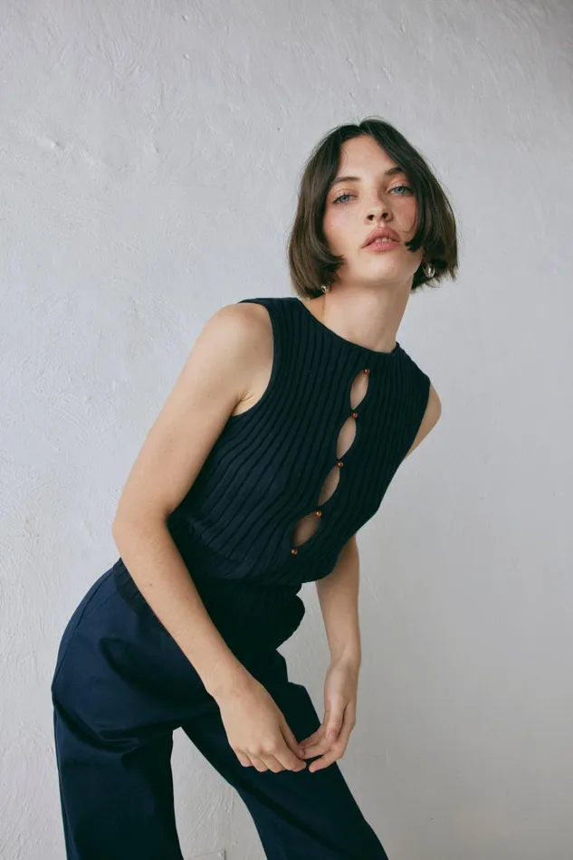 VRG GRL Sleeveless Women Billie Knit Top Navy