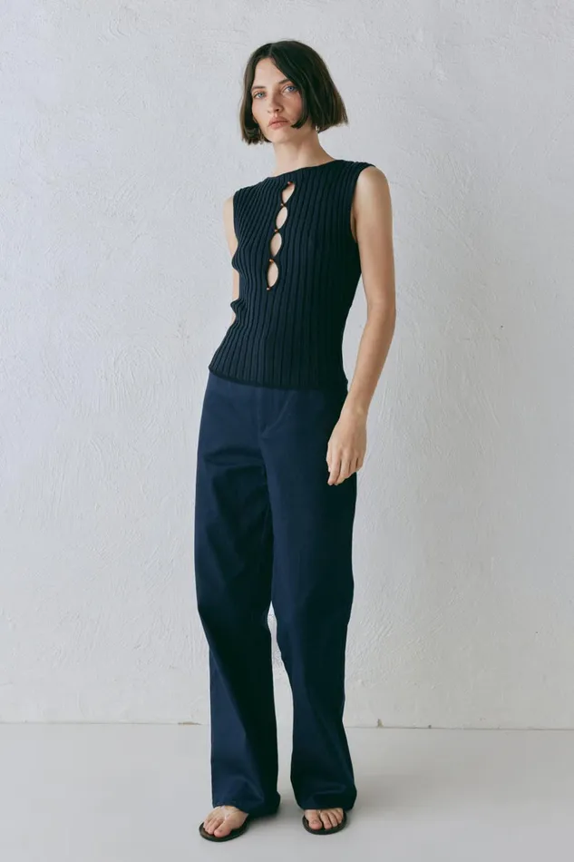VRG GRL Sleeveless Women Billie Knit Top Navy