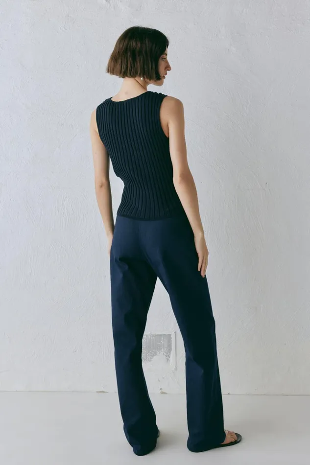VRG GRL Sleeveless Women Billie Knit Top Navy