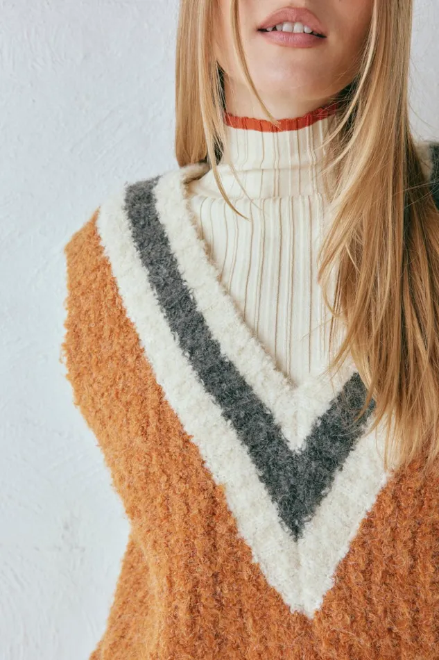 VRG GRL Vests Women Macy Knit Vest Burnt Orange VRG GRL Vests Women Macy Knit Vest Burnt Orange