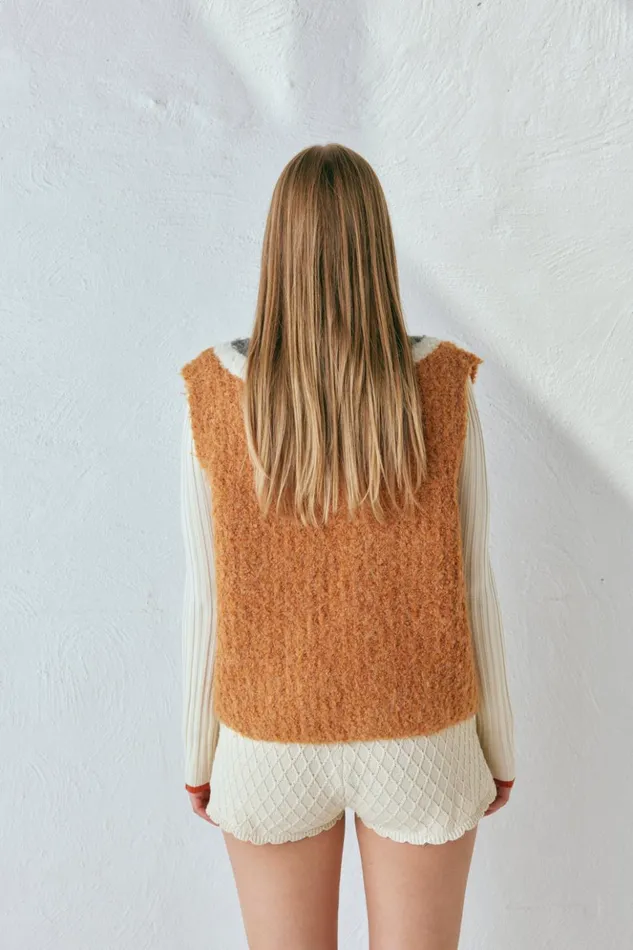 VRG GRL Vests Women Macy Knit Vest Burnt Orange VRG GRL Vests Women Macy Knit Vest Burnt Orange
