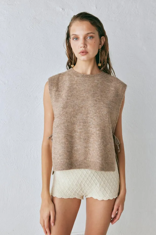 VRG GRL Vests Women Molly Knit Vest Taupe