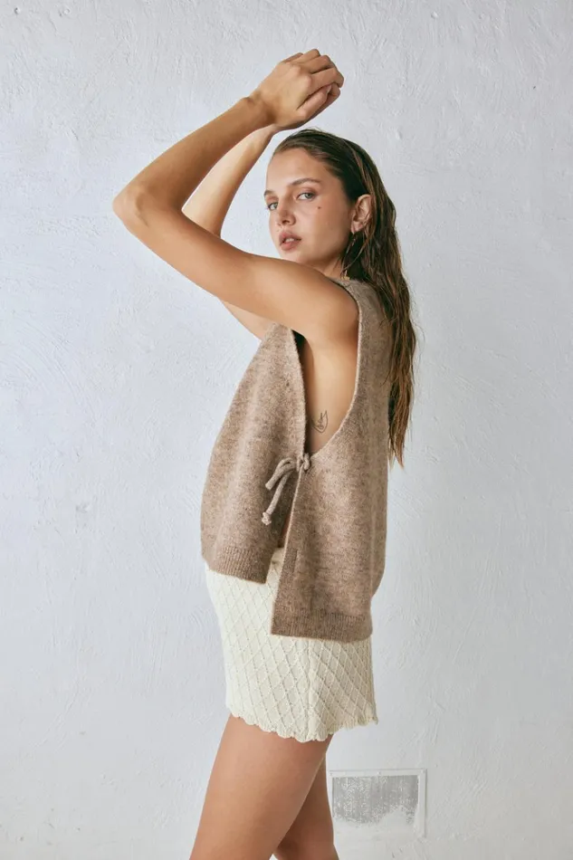 VRG GRL Vests Women Molly Knit Vest Taupe VRG GRL Vests Women Molly Knit Vest Taupe