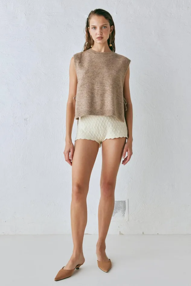 VRG GRL Vests Women Molly Knit Vest Taupe VRG GRL Vests Women Molly Knit Vest Taupe