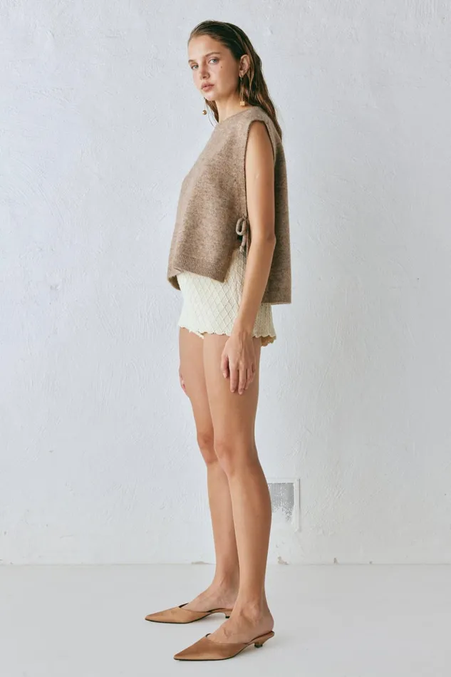 VRG GRL Vests Women Molly Knit Vest Taupe VRG GRL Vests Women Molly Knit Vest Taupe