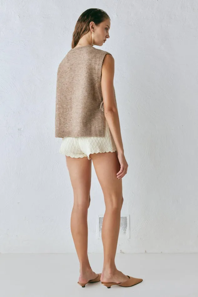 VRG GRL Vests Women Molly Knit Vest Taupe VRG GRL Vests Women Molly Knit Vest Taupe