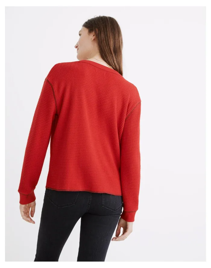 Waffle Split Neck Crop Tee Pomegranate Seed Women Madewell Tees Waffle Split Neck Crop Tee Pomegranate Seed Women Madewell Tees