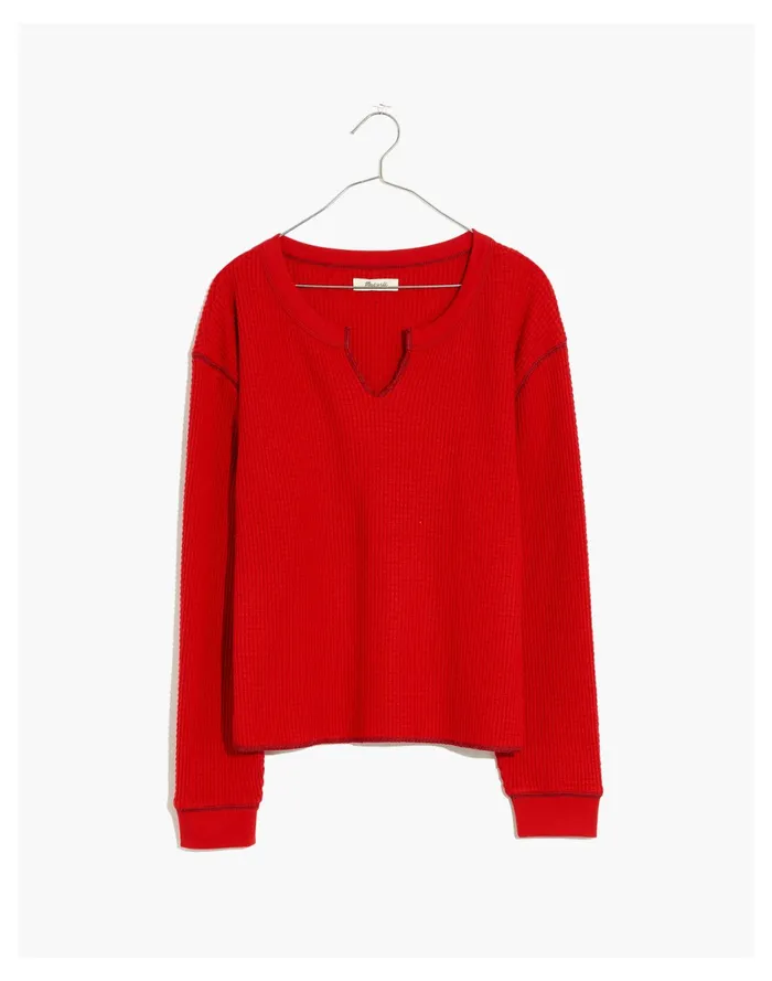Waffle Split Neck Crop Tee Pomegranate Seed Women Madewell Tees Waffle Split Neck Crop Tee Pomegranate Seed Women Madewell Tees