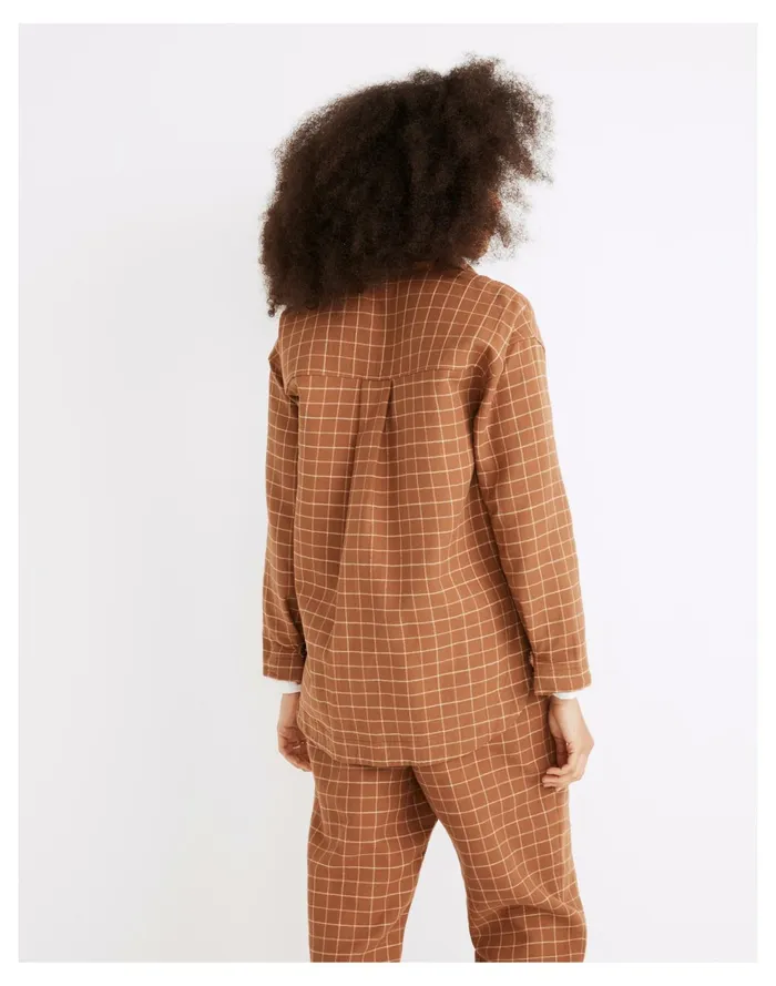 Waffleback Branner Shirt Jacket In Windowpane Warm Hickory Women Madewell Jackets