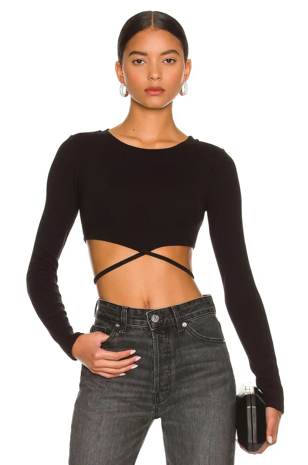 Waist Tie Tee Black Women Lovers Friends Tops