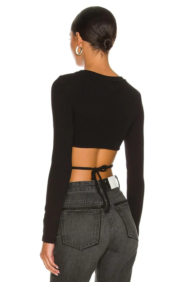Waist Tie Tee Black Women Lovers Friends Tops